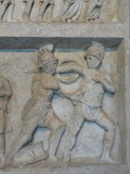 Representación de la lucha de gladiadores