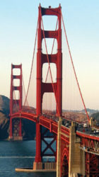 Mirada en perspectiva del famoso puente colgante de San Francisco 